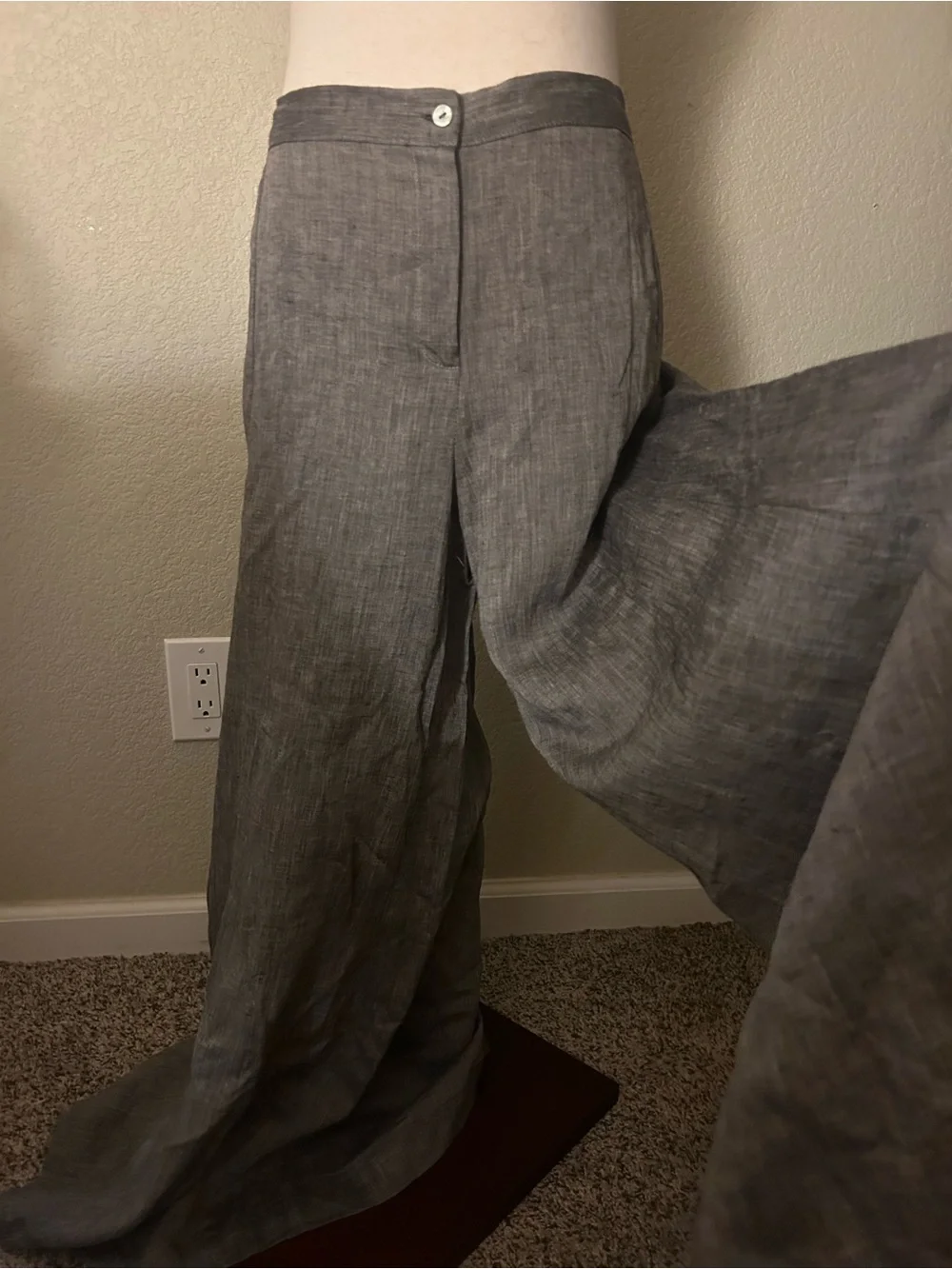 100% Linen Made in Italy NWT Extra Wide Leg Women’s Trouser Pants size Small - Picture 1 of 10